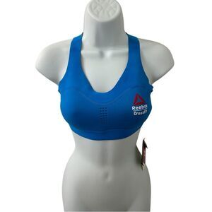 REEBOK Sports Bra Motion Sense Moisture Wicking Technology Aqua & Red XS
